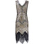[US Warehouse] Champagne 1920s Sequined Flapper Dress & 6PCS Acccessories