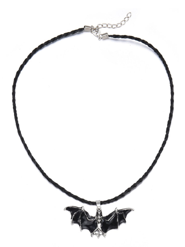 Black Retro Halloween Bat Necklace