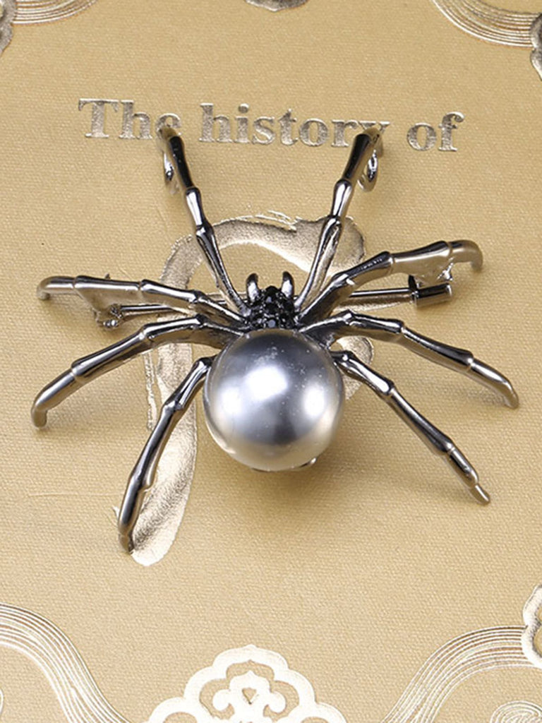 Retro Halloween Spider Pearl Brooch