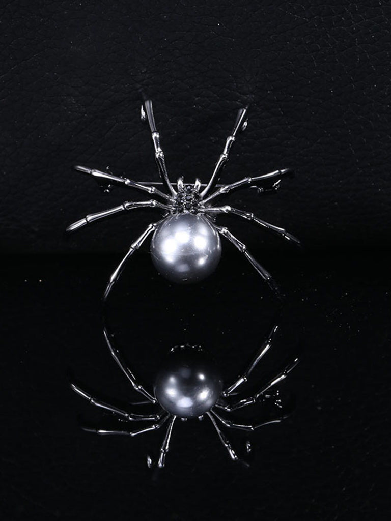 Retro Halloween Spider Pearl Brooch