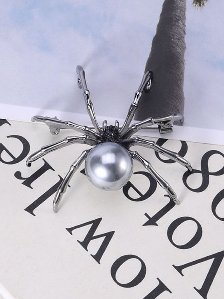 Retro Halloween Spider Pearl Brooch