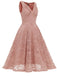 1950s Floral Lace Solid Swing Dress