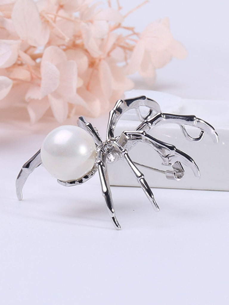 Retro Halloween Spider Pearl Brooch