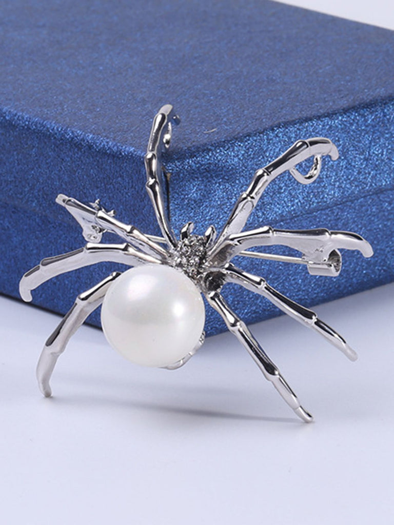 Retro Halloween Spider Pearl Brooch