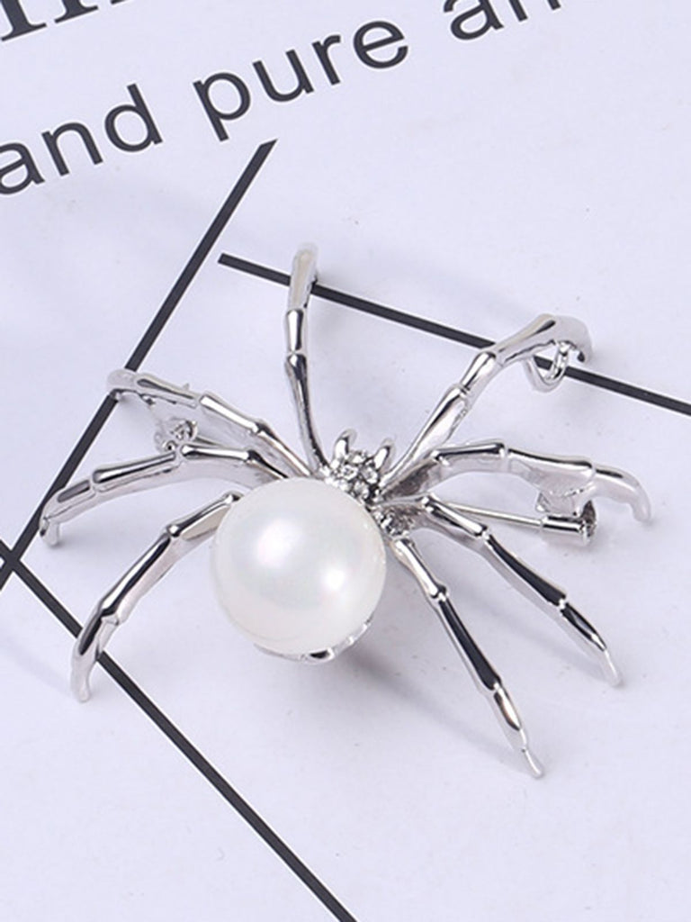Retro Halloween Spider Pearl Brooch