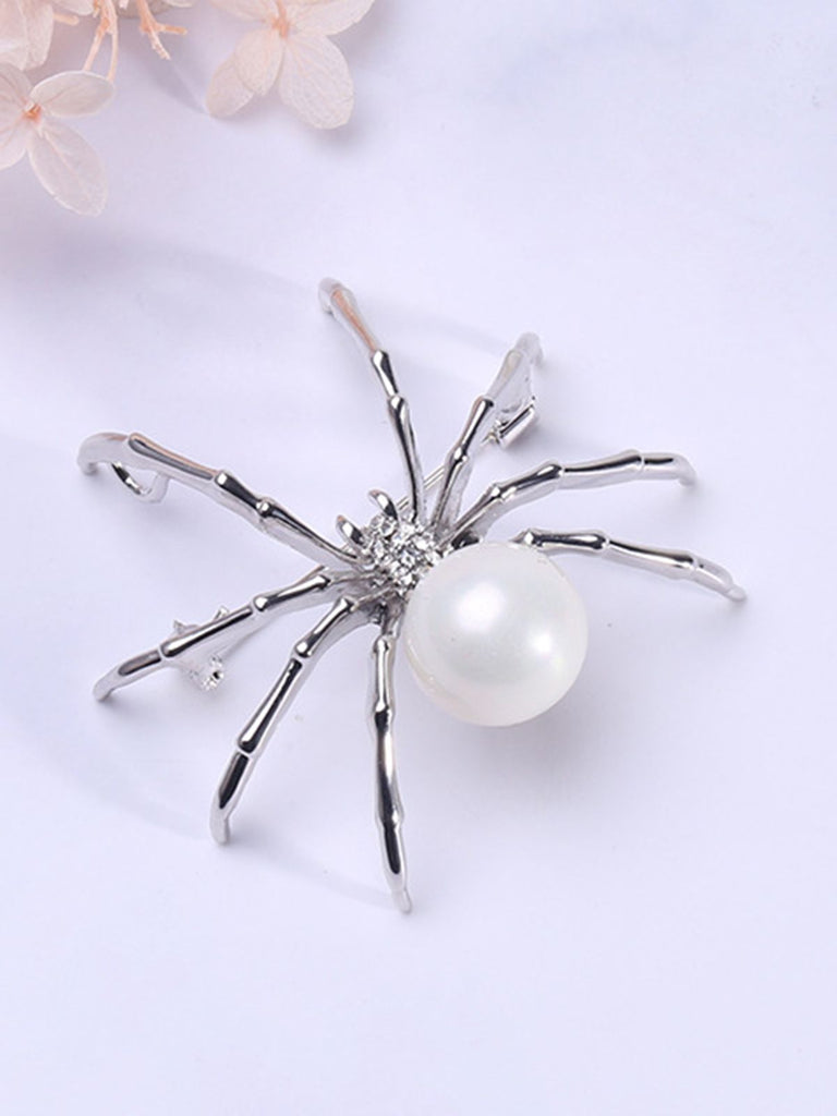 Retro Halloween Spider Pearl Brooch