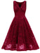 1950s Floral Lace Solid Swing Dress
