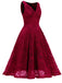 1950s Floral Lace Solid Swing Dress