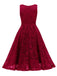 1950s Floral Lace Solid Swing Dress