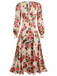 1940s Rose V-Neck Long Sleeves Dress