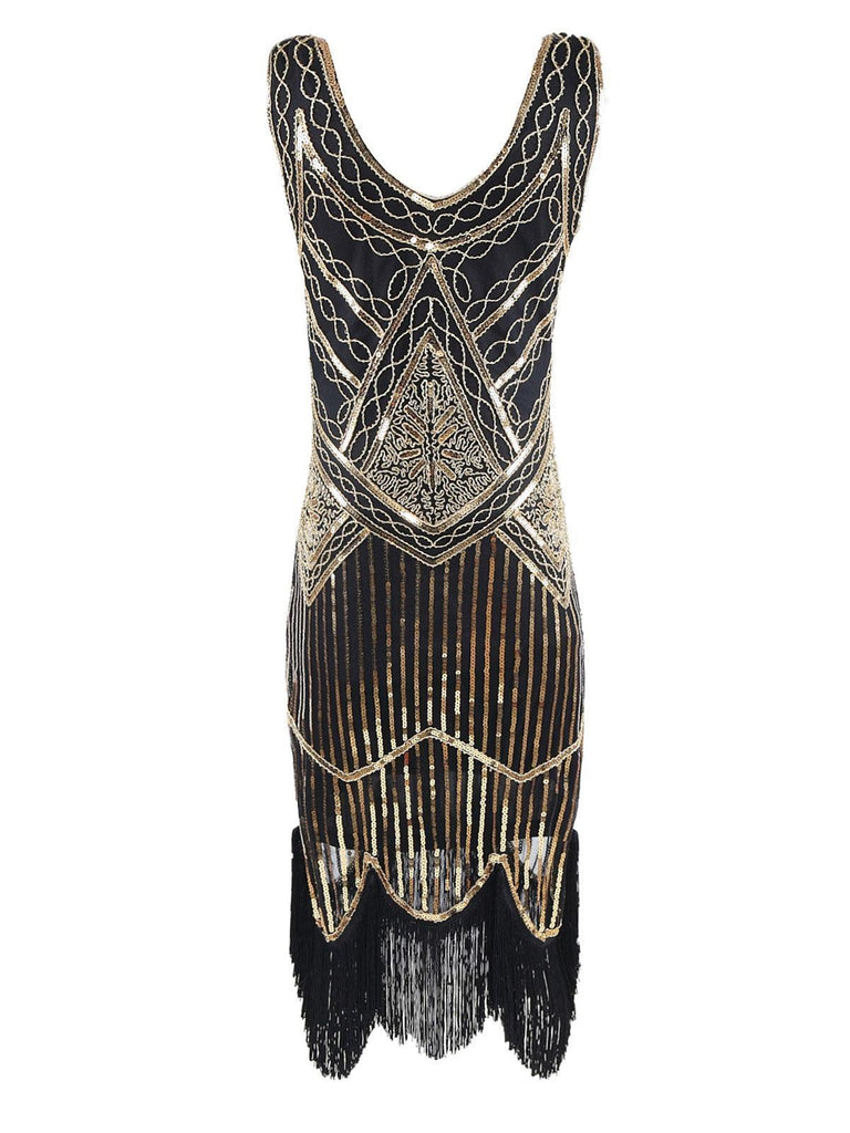 [US Warehouse] Gold 1920s Sequined Flapper Dress | Retro Stage