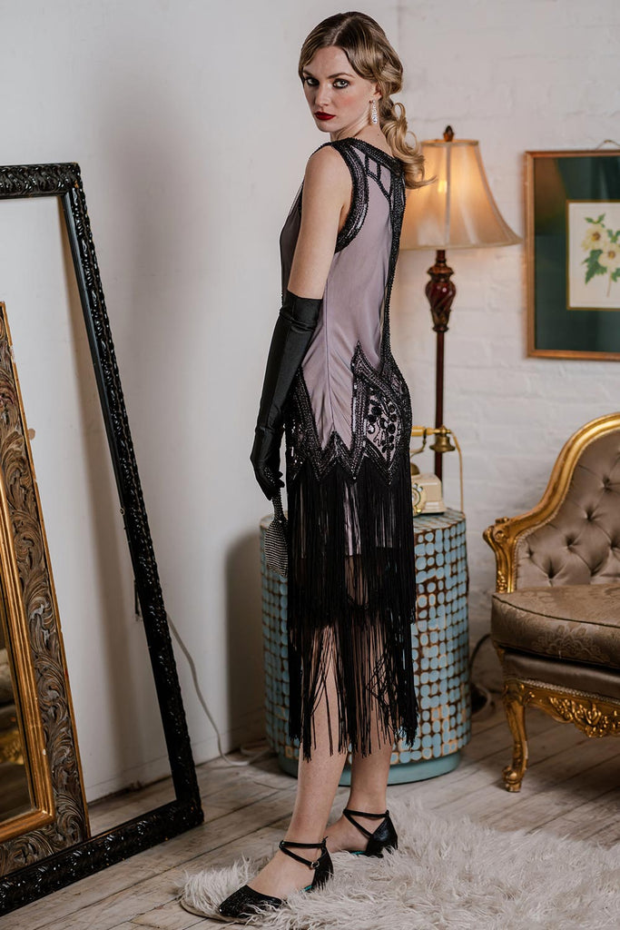 1920s Beaded Fringed Flapper Dress — vintage elegance for the modern woman