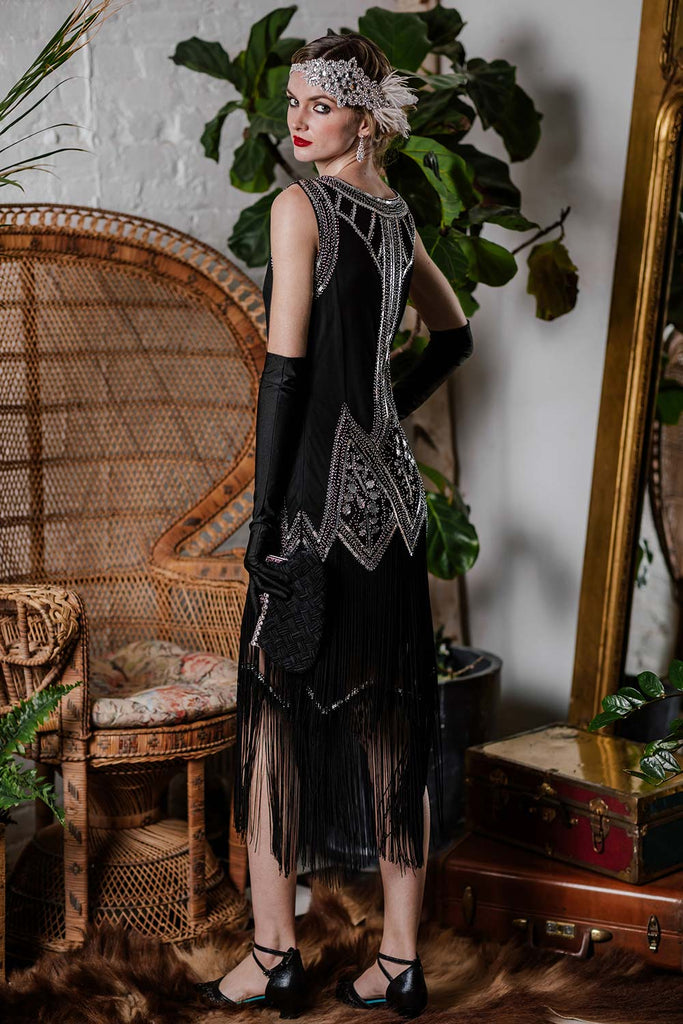 1920s Beaded Fringed Flapper Dress: timeless style reimagined