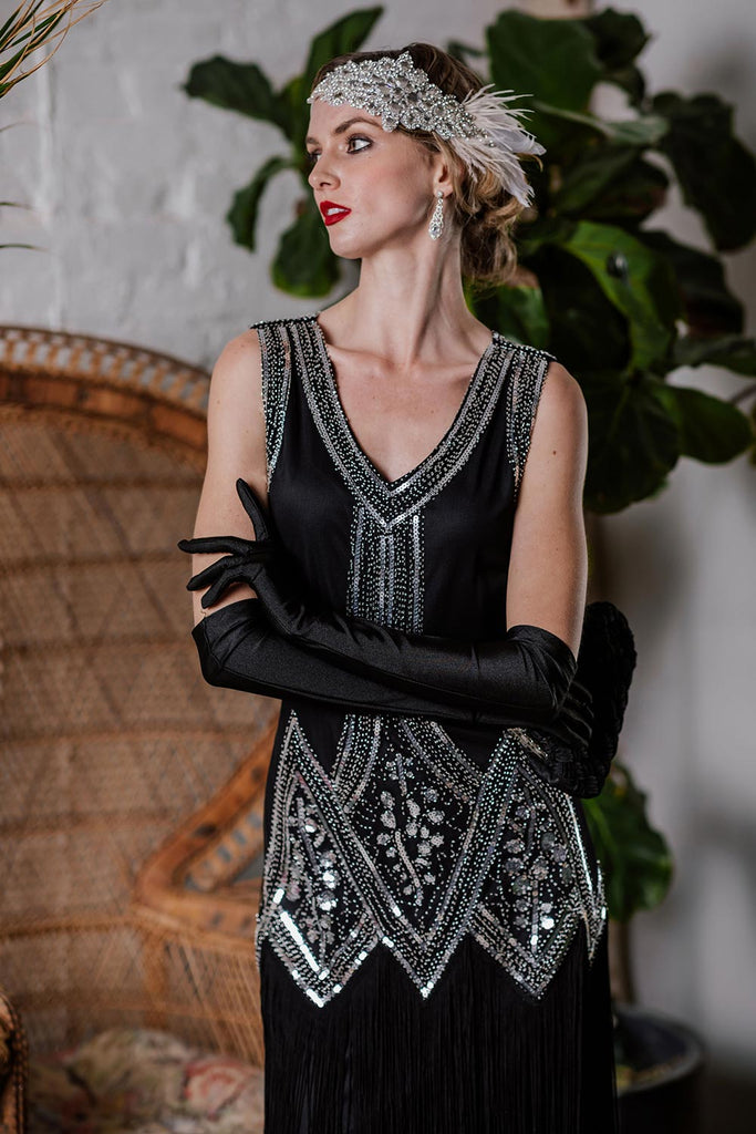 1920s Beaded Fringed Flapper Dress — vintage elegance for the modern woman