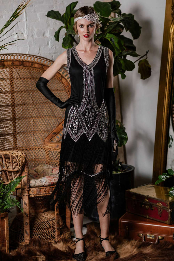 1920s Beaded Fringed Flapper Dress: timeless style reimagined