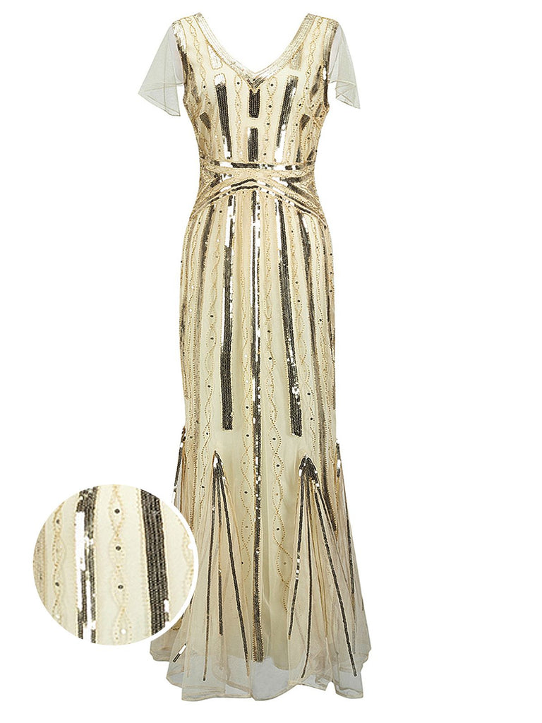 1920s Cap Sleeve Sequined Embellished Dress: timeless style reimagined