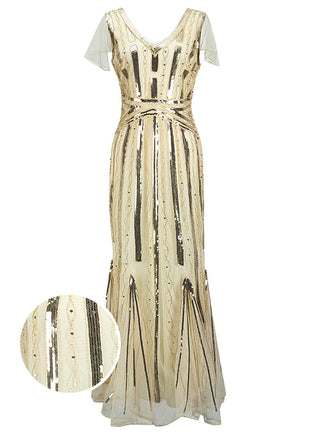 1920s Cap Sleeve Sequined Embellished Dress: timeless style reimagined