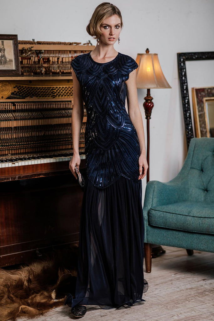 1920s Embroidery Sequin Maxi Dress — vintage elegance for the modern woman