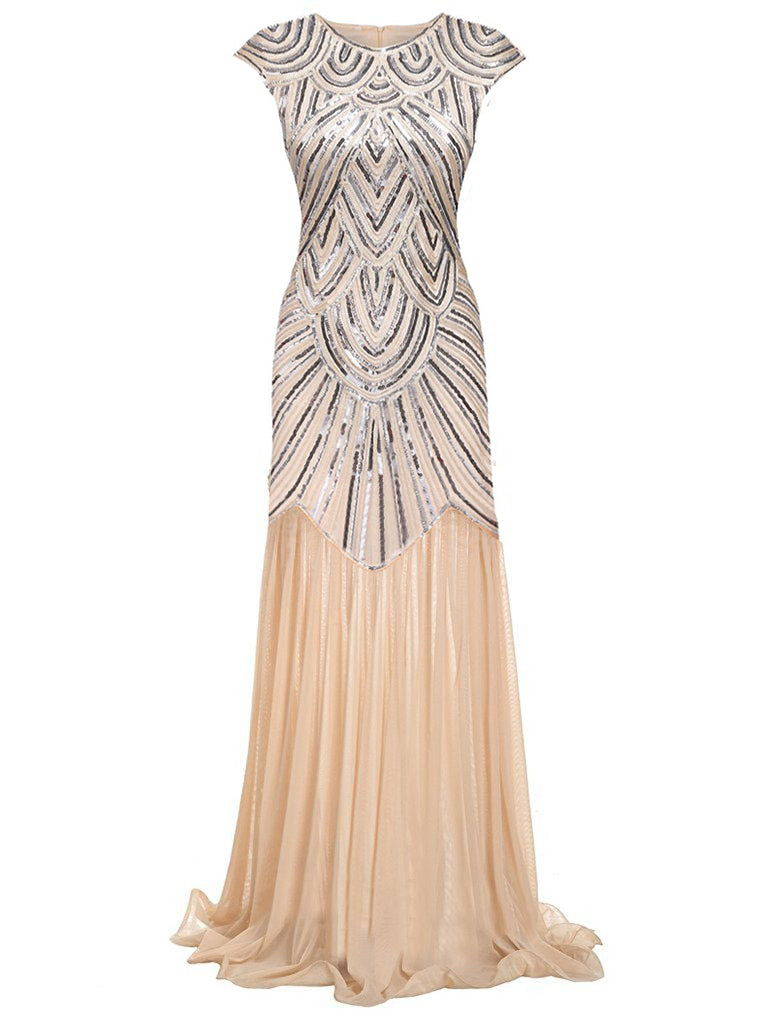 1920s Embroidery Sequin Maxi Dress | Retro Stage 1920s Embroidery Sequin Maxi Dress | Retro Stage