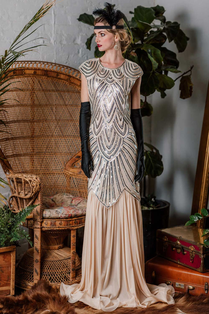 1920s Embroidery Sequin Maxi Dress — vintage elegance for the modern woman