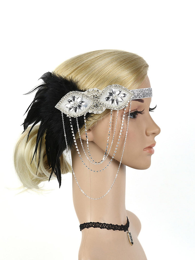 1920s Feather Fringe Elastic Headband: timeless style reimagined