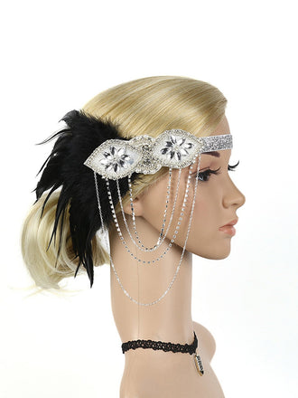 1920s Feather Fringe Elastic Headband: timeless style reimagined