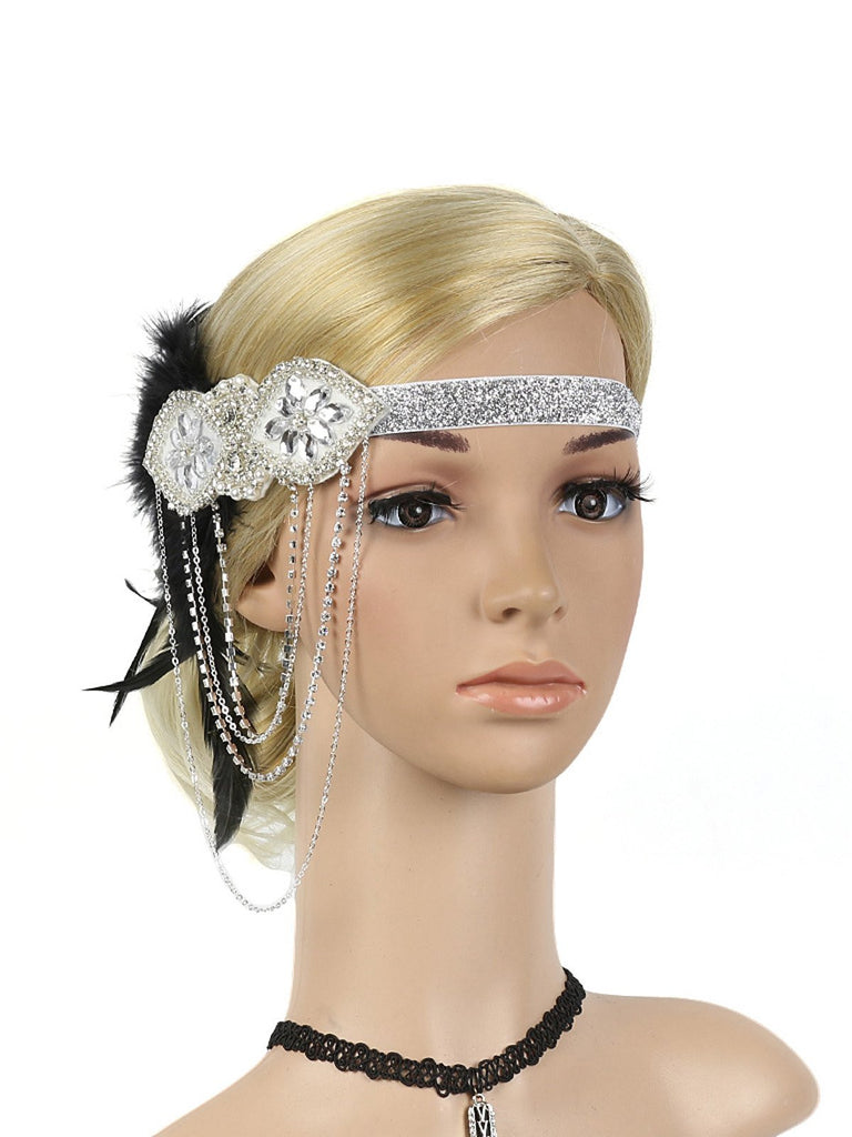 1920s Feather Fringe Elastic Headband — vintage elegance for the modern woman