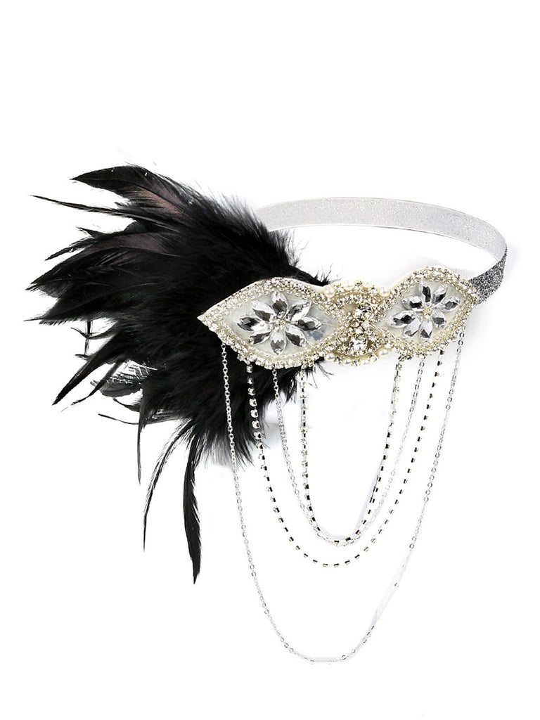 1920s Feather Fringe Elastic Headband: timeless style reimagined