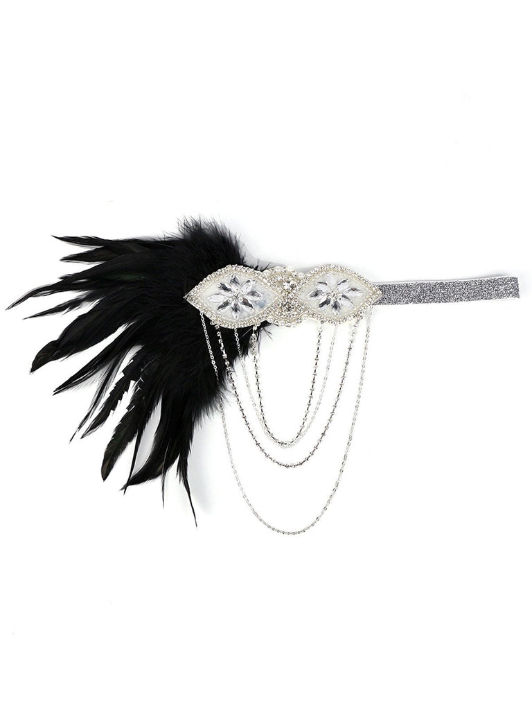 1920s Feather Fringe Elastic Headband — vintage elegance for the modern woman