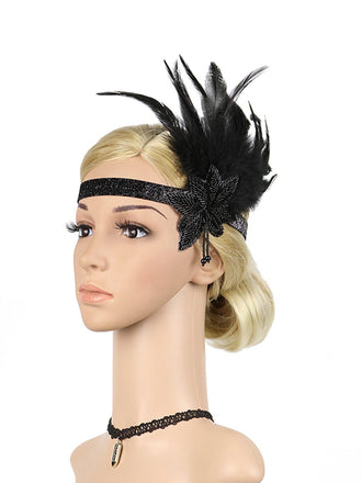 1920s Feather Sequin  Headband: timeless style reimagined