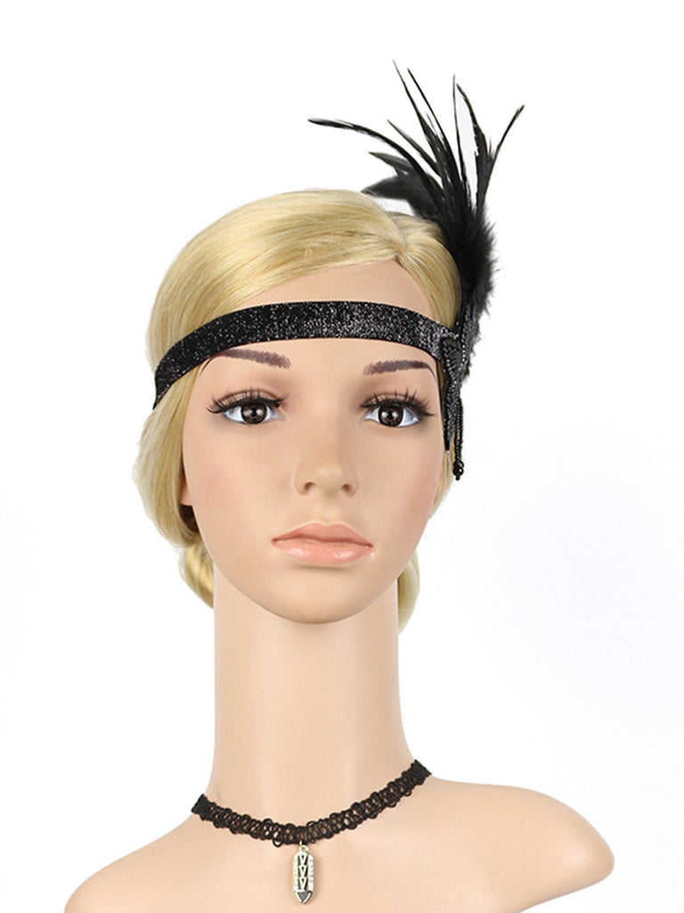 This 1920s Feather Sequin Headband whispers 1920s secrets to those who notice