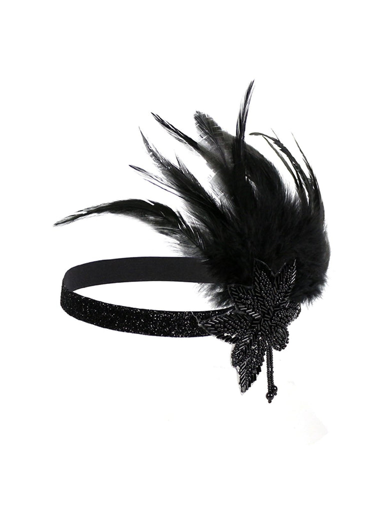 1920s Feather Sequin Headband — 1920s style that transcends decades