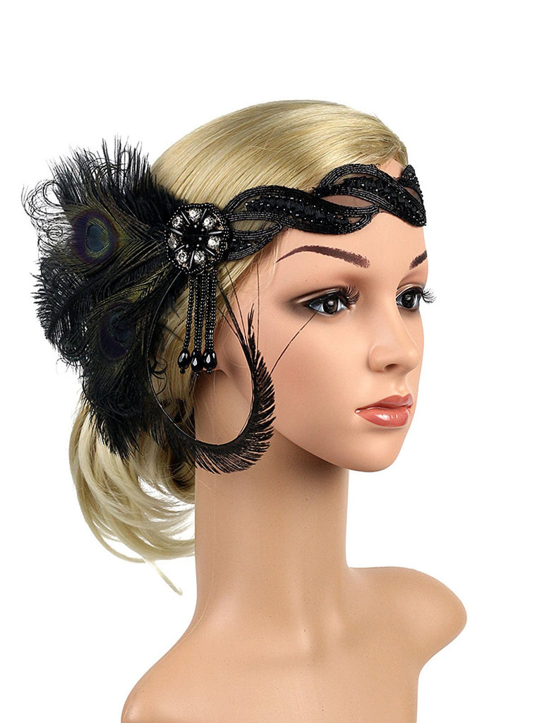 1920s Feather Sequin Headband — vintage elegance for the modern woman