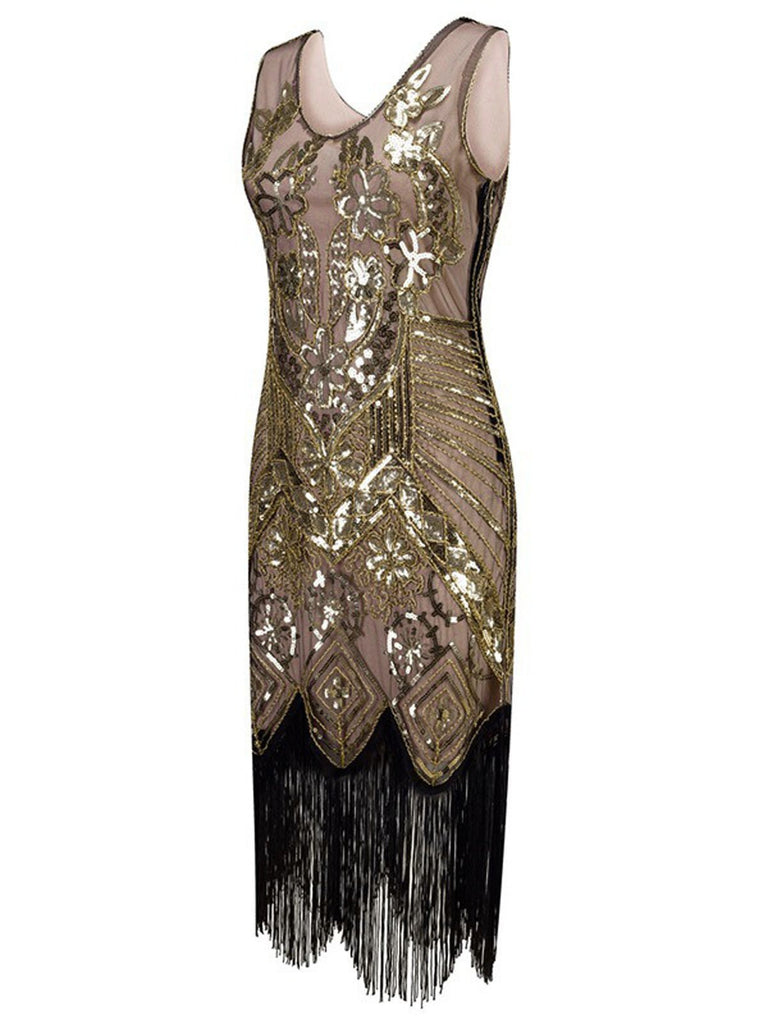 1920s Floral Beaded Flapper Dress 1920s Floral Beaded Flapper Dress