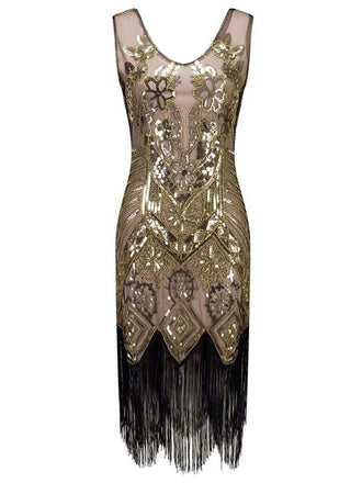 1920s Floral Beaded Flapper Dress 1920s Floral Beaded Flapper Dress
