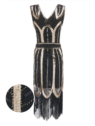 1920s Leaves Sequined Tassel Dress: timeless style reimagined