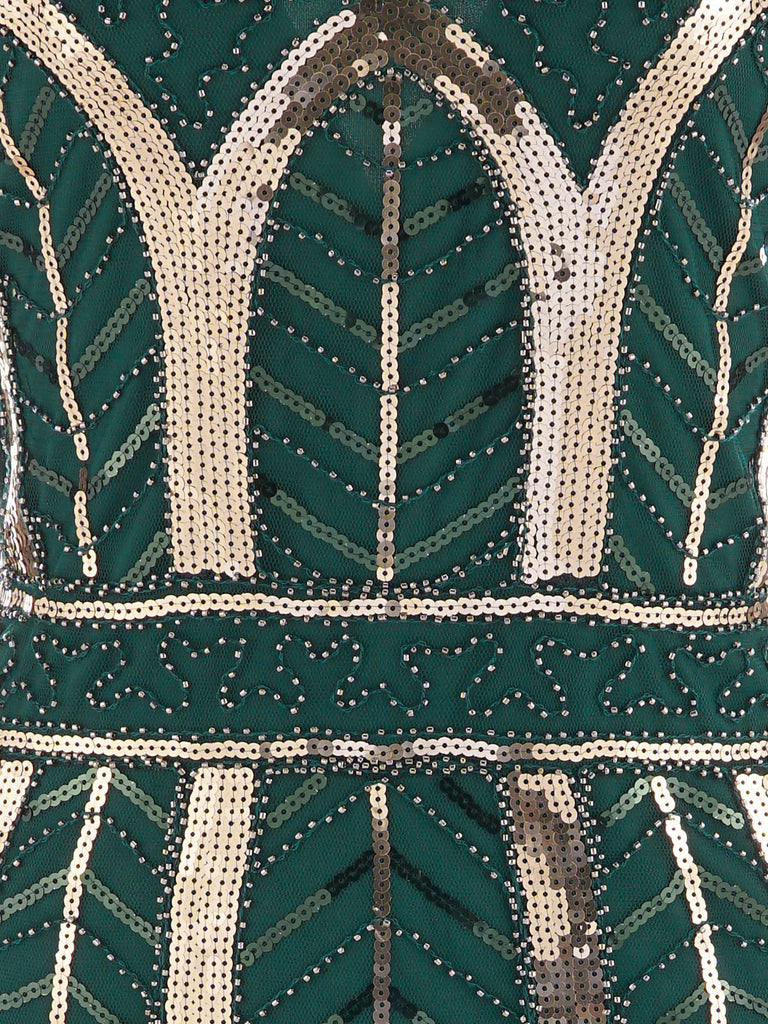 1920s Leaves Sequined Tassel Dress, classic 1920s style elegant retro fashion - Image 14