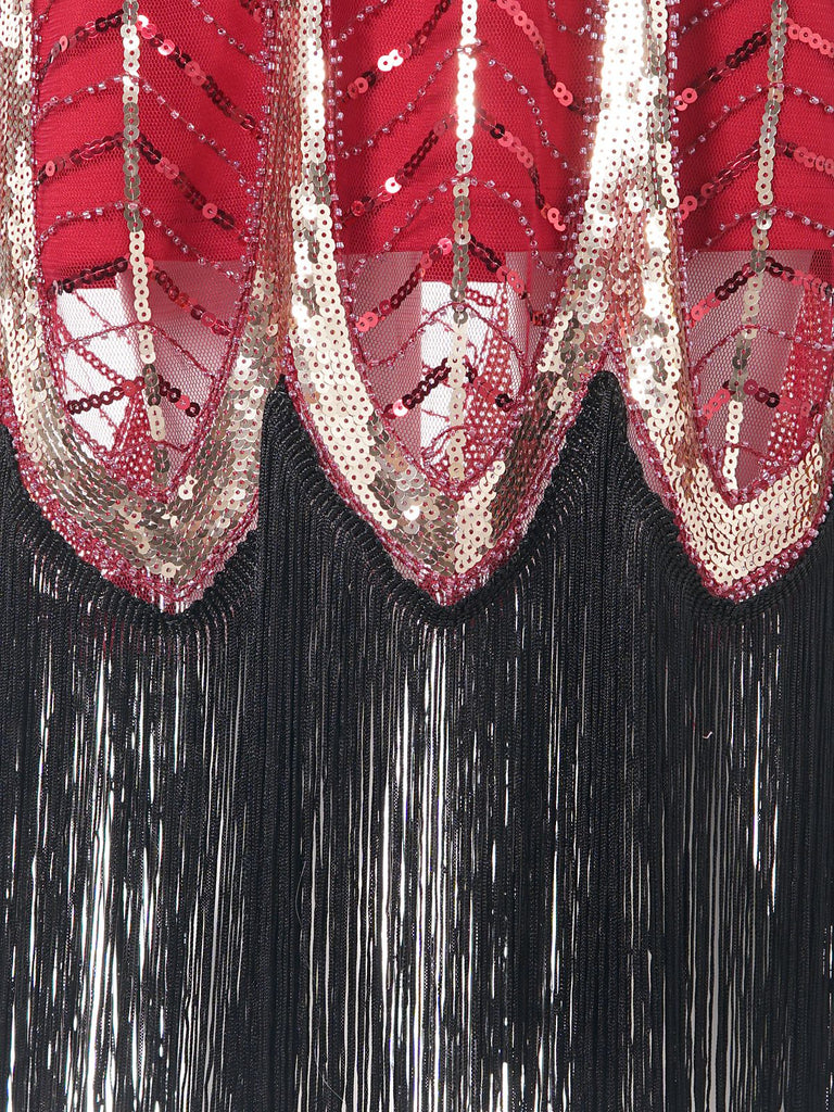 1920s Leaves Sequined Tassel Dress, classic 1920s style elegant retro fashion - Image 19