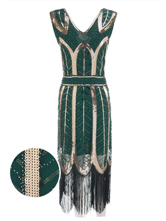 1920s Leaves Sequined Tassel Dress: timeless style reimagined