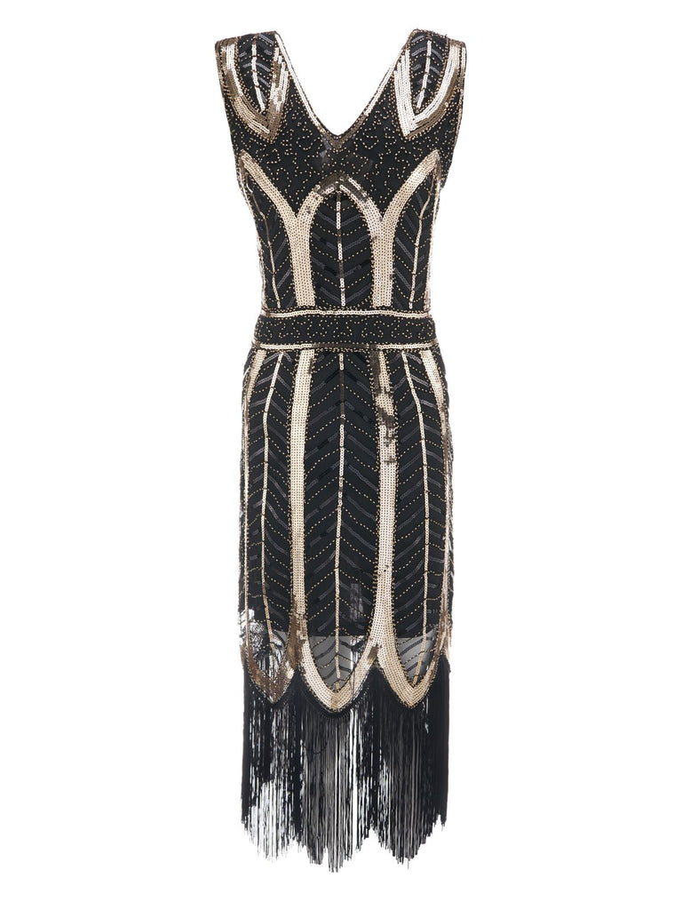 1920s Leaves Sequined Tassel Dress: timeless style reimagined