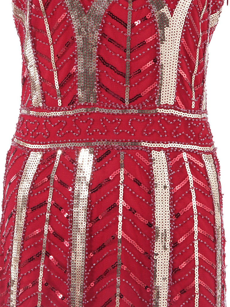 1920s Leaves Sequined Tassel Dress, classic 1920s style elegant retro fashion - Image 20