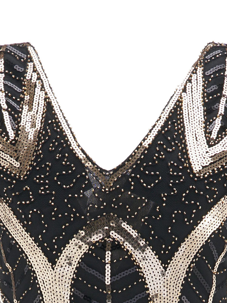 1920s Leaves Sequined Tassel Dress — vintage elegance for the modern woman