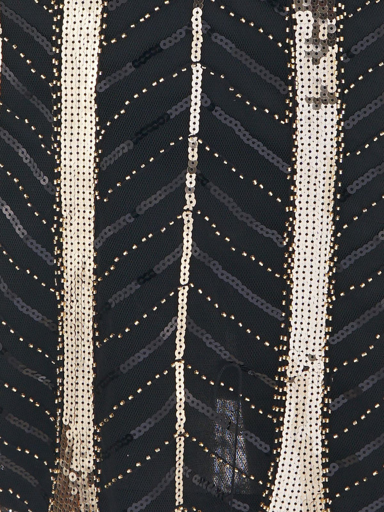 1920s Leaves Sequined Tassel Dress, classic 1920s style elegant retro fashion - Image 8