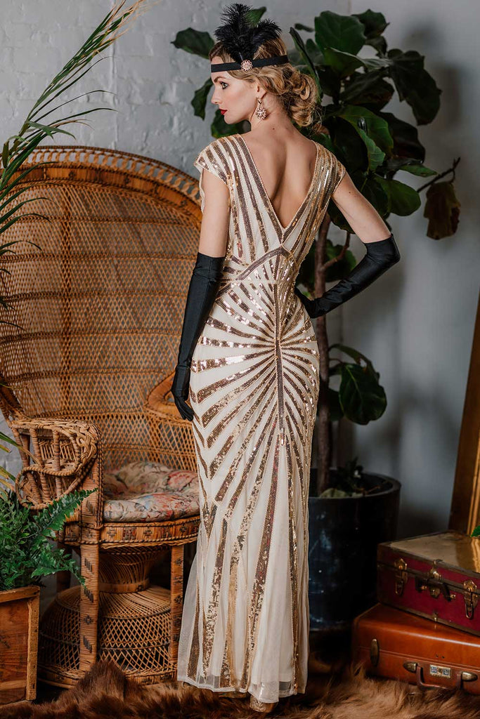 1920s Sequin Art Deco Maxi Dress | Retro Stage 1920s Sequin Art Deco Maxi Dress | Retro Stage
