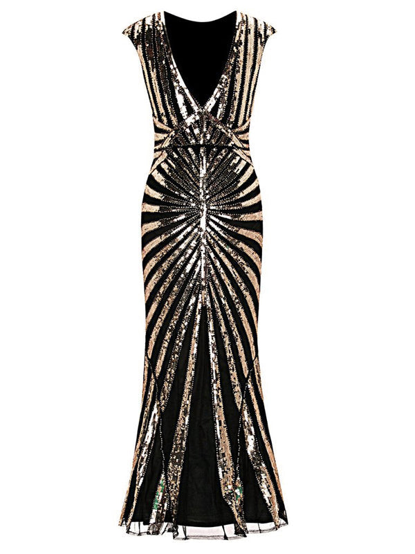 1920s Sequin Art Deco Maxi Dress — vintage elegance for the modern woman