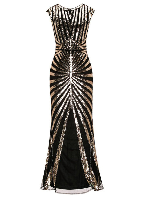 1920s Sequin Art Deco Maxi Dress: where 1920s romance meets her modern spirit