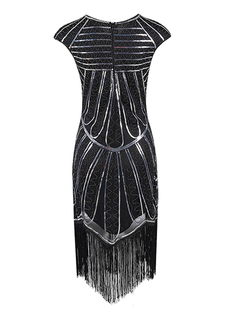black and silver gatsby dress Vintage Glam Serving Gatsby vibes in this stunning black & silver sequin flapper dress! Perfect for turning heads on the high street #VintageFashion #LondonStyle #FlapperVibes #OOTD #newdrop #fashion
