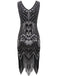 This 1920s Sequined Fringe Dress wraps her in 1920s elegance, one twirl at a time
