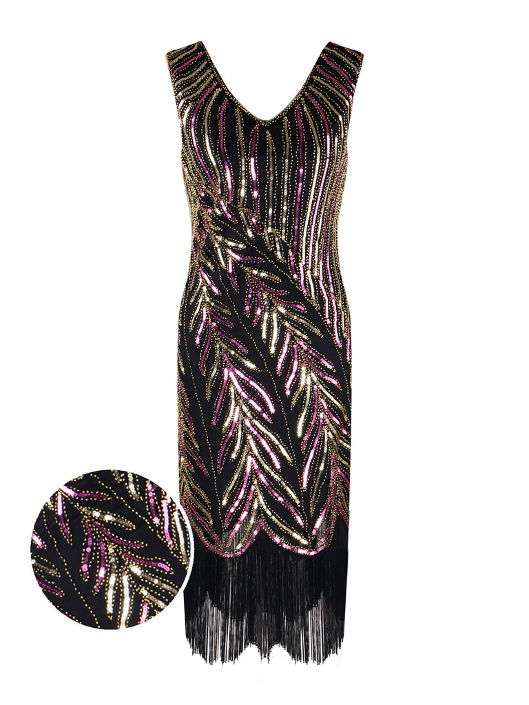 1920s Sequined Tassels Flapper Dress, classic 1920s style elegant retro fashion - Image 11
