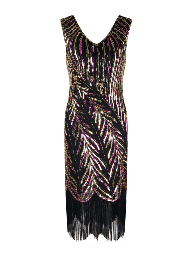 1920s Sequined Tassels Flapper Dress, classic 1920s style elegant retro fashion - Image 12